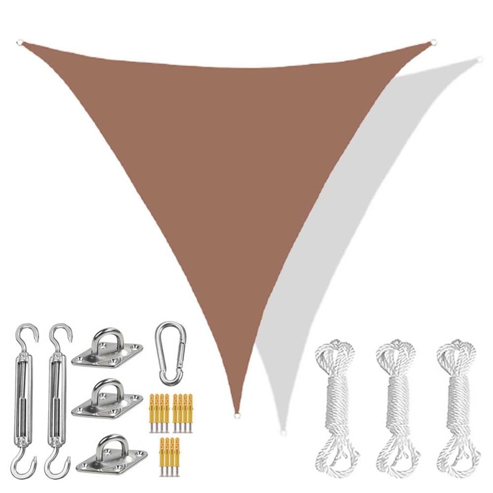 Outdoor Shade Sails Triangle with Hardware Kit, Patio Waterproof Sun Shade Canopy, Durable Garden Shade Sail, 95% UV Block Sun Shade Sail for Backyard, Balcony, Porch,Green 2,15'x15'x15'