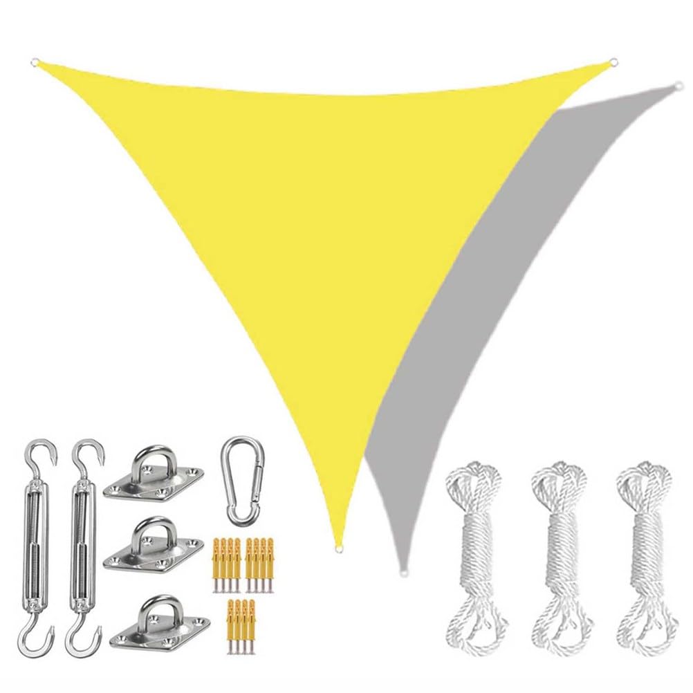 Outdoor Shade Sails Triangle with Hardware Kit, Patio Waterproof Sun Shade Canopy, Durable Garden Shade Sail, 95% UV Block Sun Shade Sail for Backyard, Balcony, Porch,Green 2,15'x15'x15'