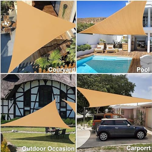 16x16x23ft Triangle Sun Shade Sail - Waterproof Canopy with 95% UV Protection for Outdoor Patio, Garden, Yard, Lawn, Pool Party, Deck Awning