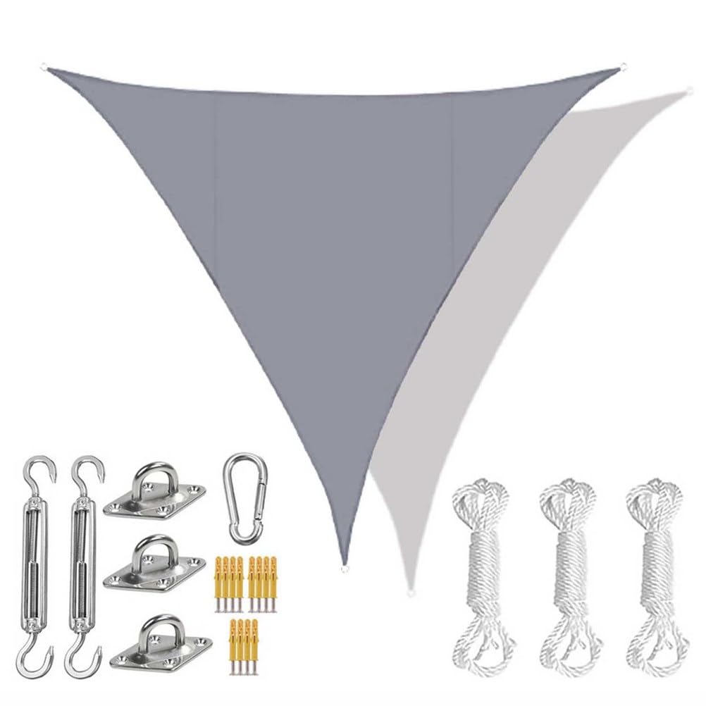 Outdoor Shade Sails Triangle with Hardware Kit, Patio Waterproof Sun Shade Canopy, Durable Garden Shade Sail, 95% UV Block Sun Shade Sail for Backyard, Balcony, Porch,Green 2,15'x15'x15'