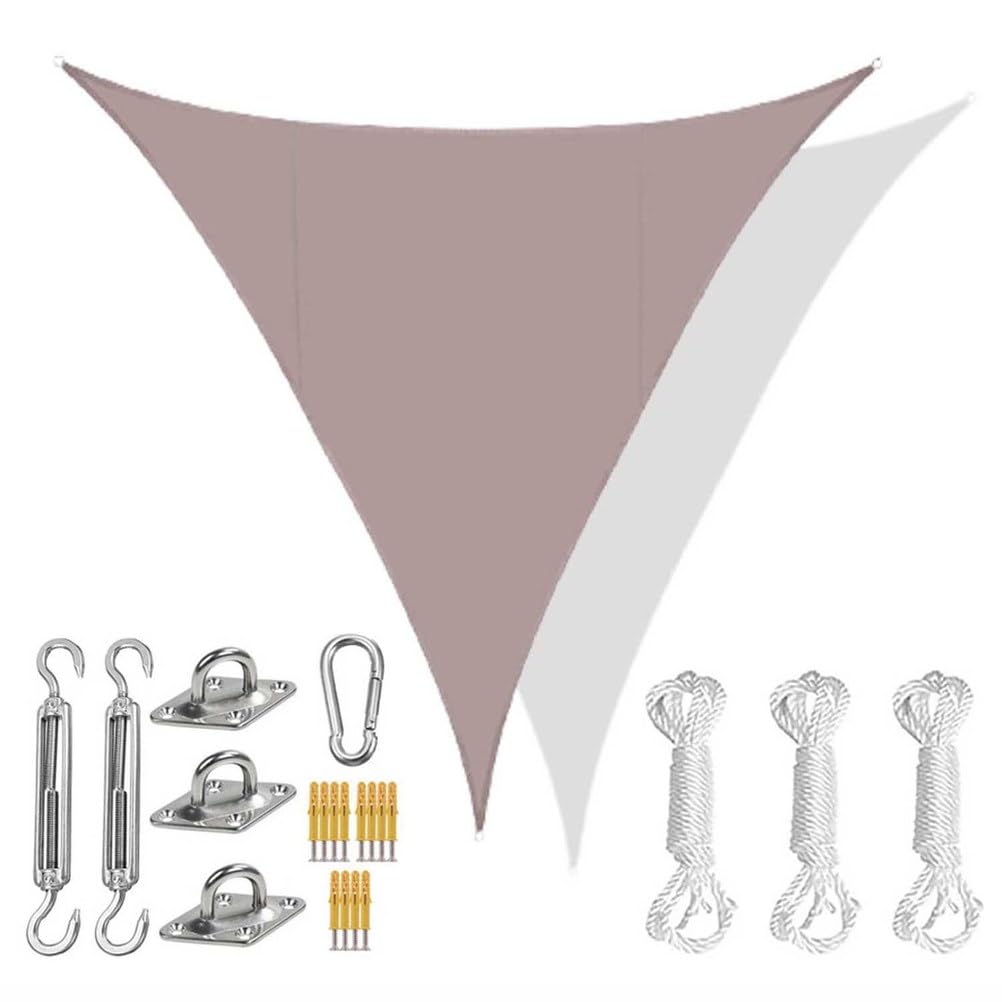 Outdoor Shade Sails Triangle with Hardware Kit, Patio Waterproof Sun Shade Canopy, Durable Garden Shade Sail, 95% UV Block Sun Shade Sail for Backyard, Balcony, Porch,Green 2,15'x15'x15'