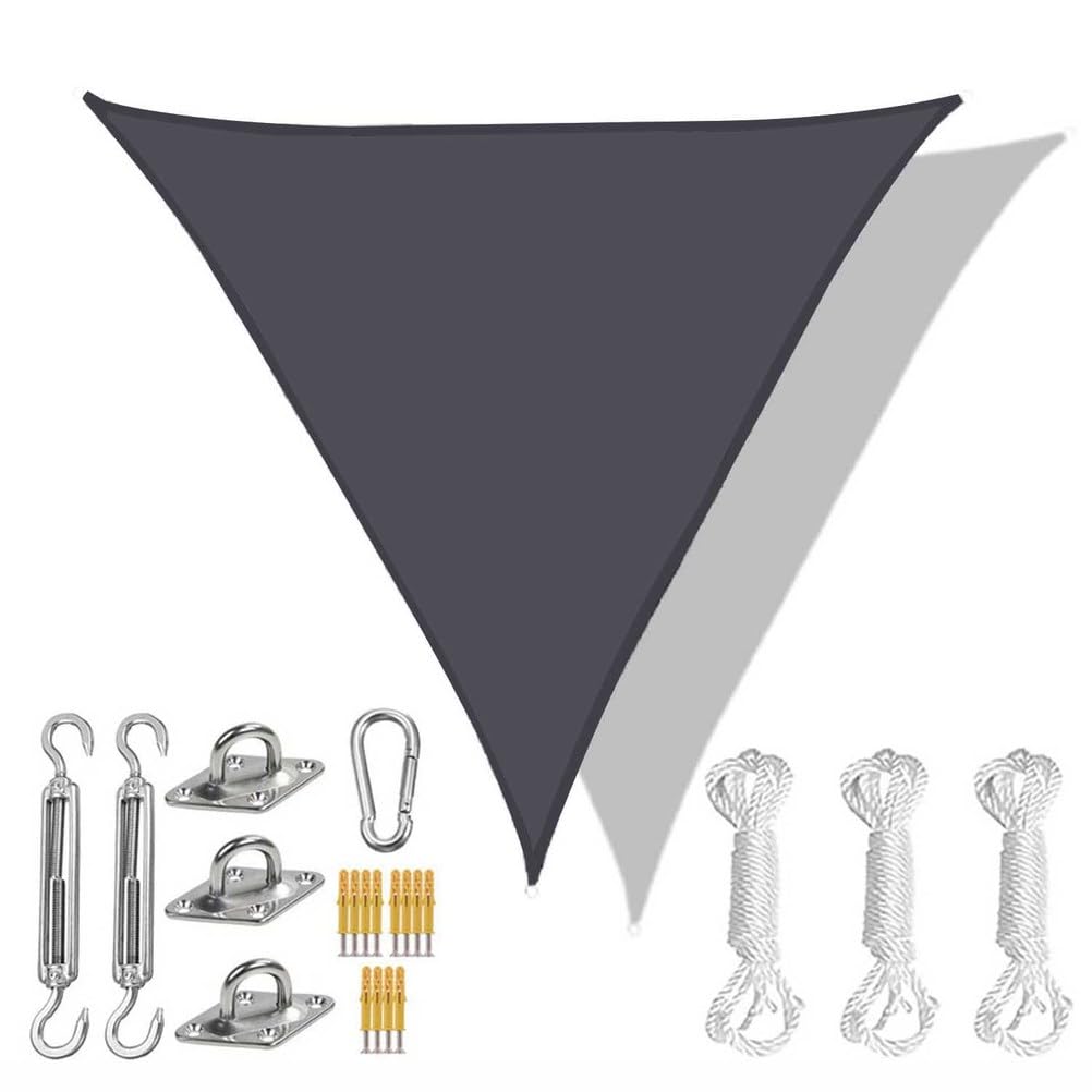 Outdoor Shade Sails Triangle with Hardware Kit, Patio Waterproof Sun Shade Canopy, Durable Garden Shade Sail, 95% UV Block Sun Shade Sail for Backyard, Balcony, Porch,Green 2,15'x15'x15'