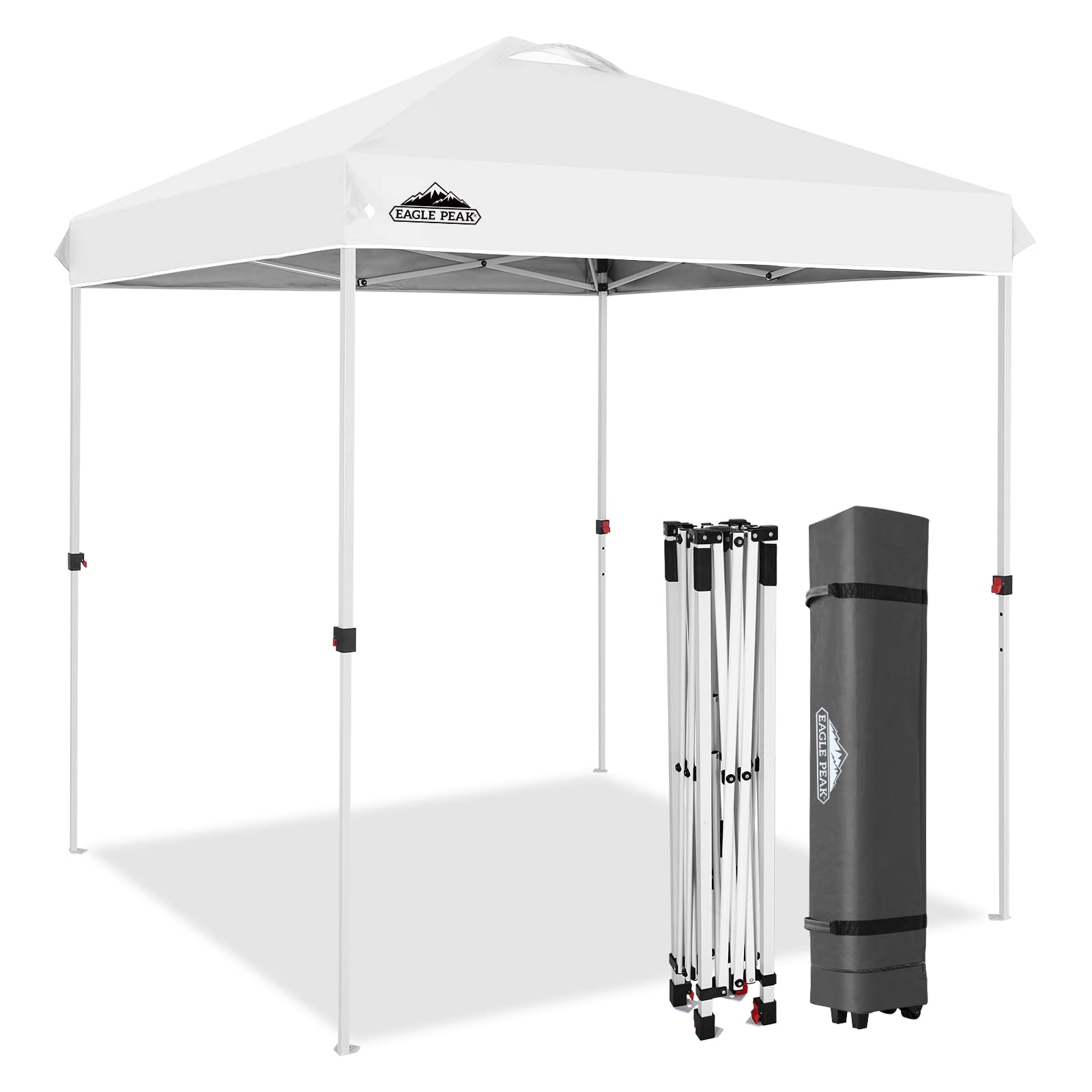EAGLE PEAK Pop Up Canopy Tent with Wheeled Carry Bag, 8 Stakes, 4 Ropes, 4 Weight Bags, Easy Set Up Tent Canopy, 10x10 ft, 100sqft of Shade, Blue