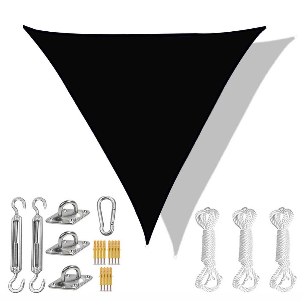 Outdoor Shade Sails Triangle with Hardware Kit, Patio Waterproof Sun Shade Canopy, Durable Garden Shade Sail, 95% UV Block Sun Shade Sail for Backyard, Balcony, Porch,Green 2,15'x15'x15'