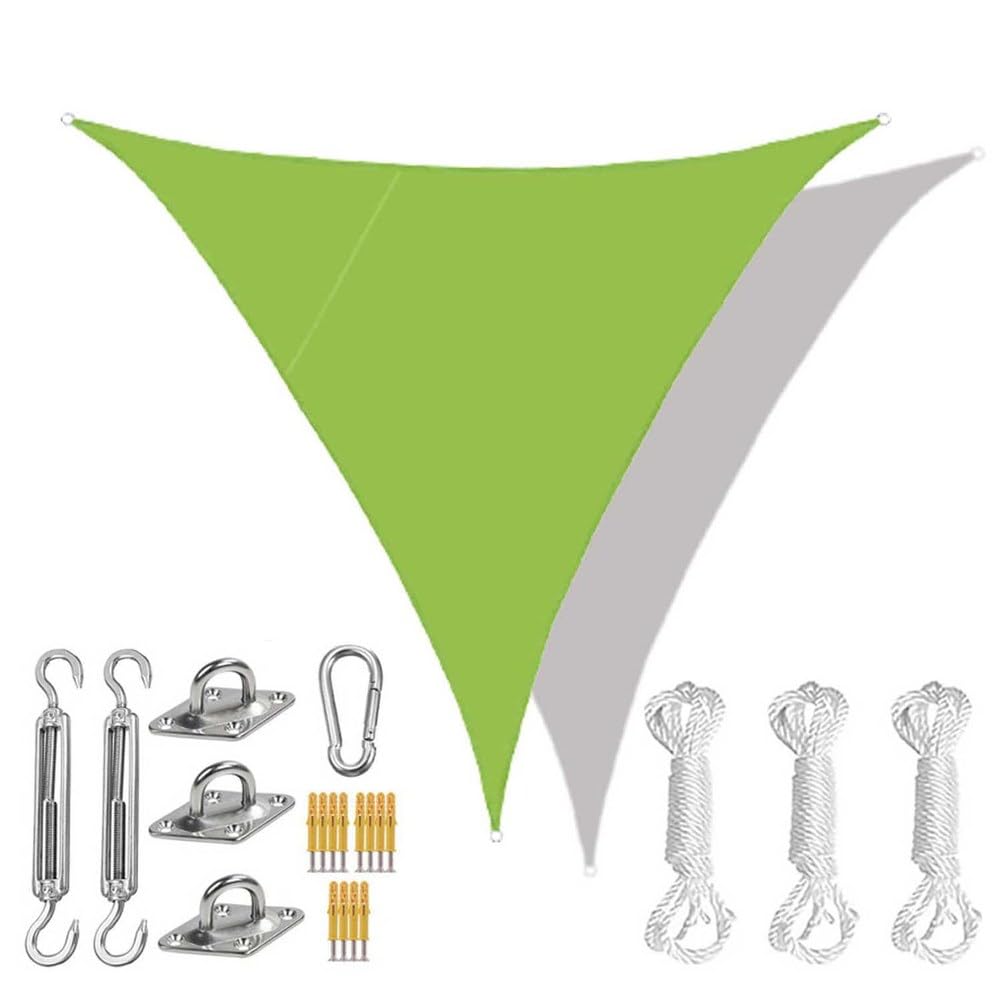Outdoor Shade Sails Triangle with Hardware Kit, Patio Waterproof Sun Shade Canopy, Durable Garden Shade Sail, 95% UV Block Sun Shade Sail for Backyard, Balcony, Porch,Green 2,15'x15'x15'