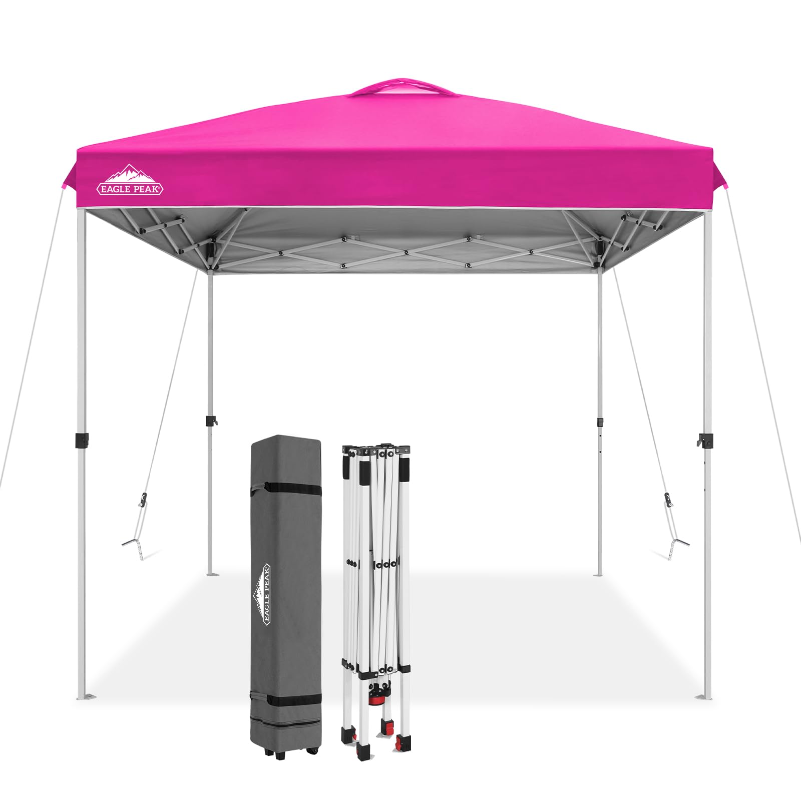 EAGLE PEAK Pop Up Canopy Tent with Wheeled Carry Bag, 8 Stakes, 4 Ropes, 4 Weight Bags, Easy Set Up Tent Canopy, 10x10 ft, 100sqft of Shade, Blue