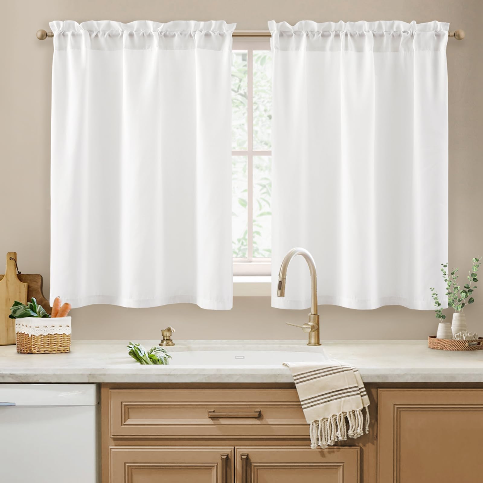 HOMEIDEAS Non-See-Through White Privacy Semi Sheer Curtains 84 Inches Long 2 Panels Set Light Filtering Curtains for Living Room Bedroom Outdoor Drapes, W52xL84