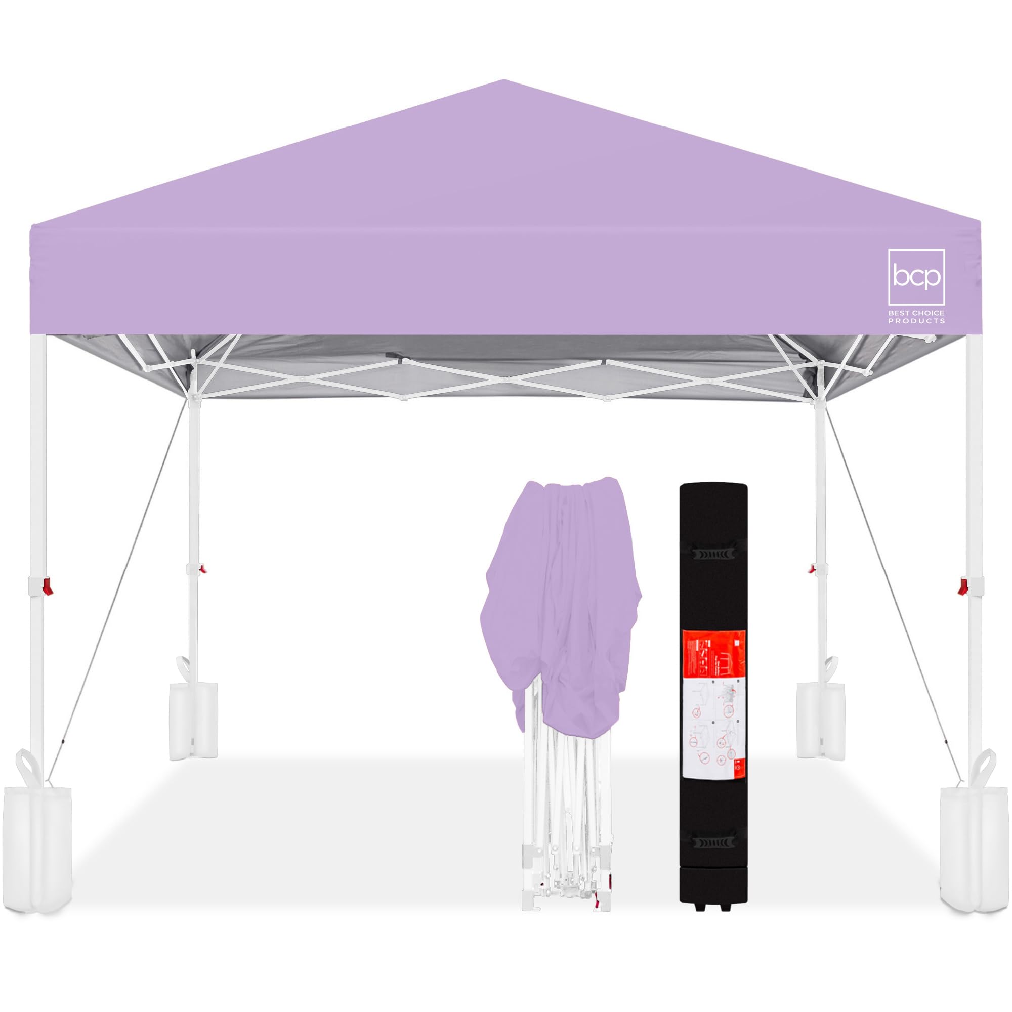 Best Choice Products 10x10ft Pop Up Canopy Tent, Outdoor Shade, 1 Person 1 Minute Set Up, Carry Case, 4 Weight Bags - White