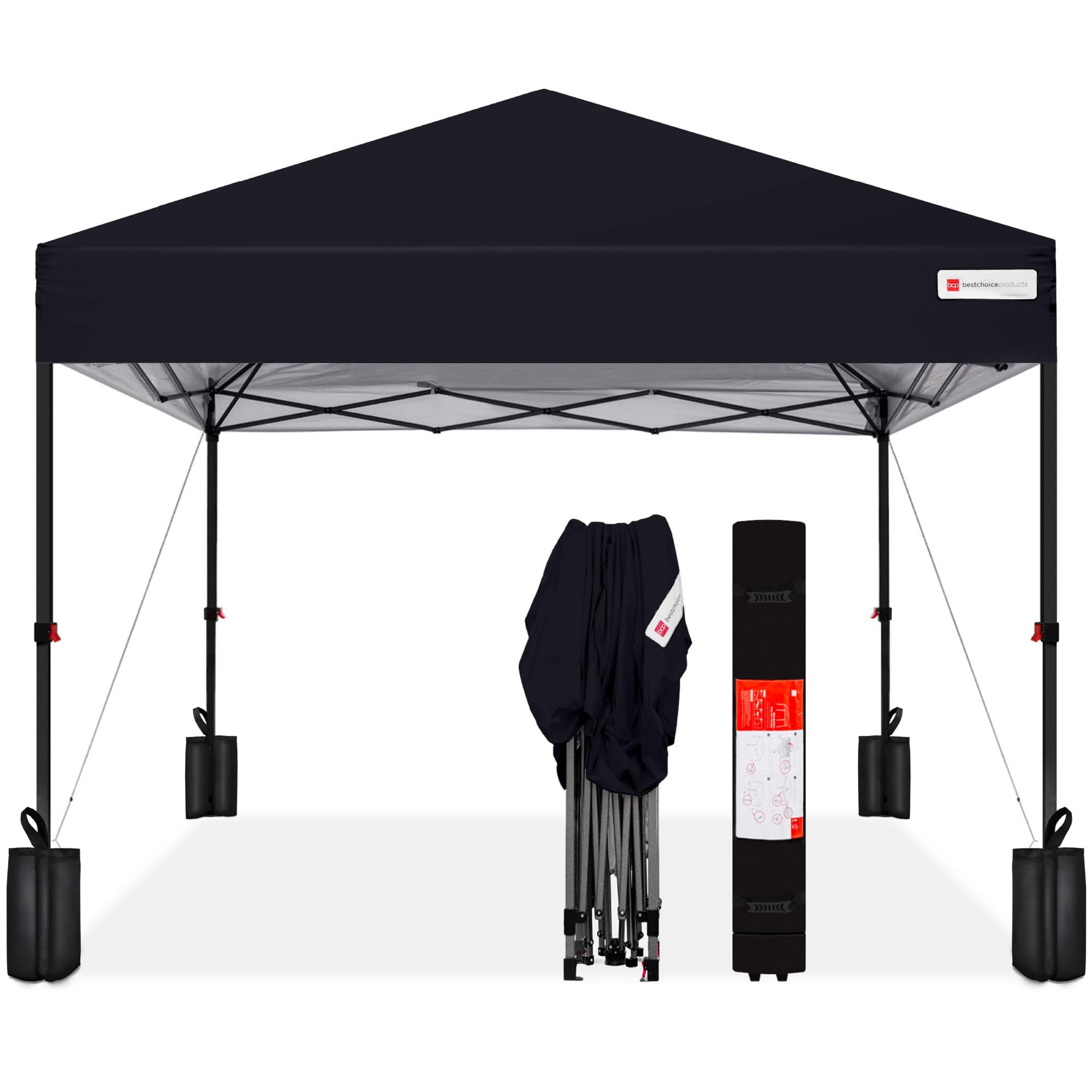 Best Choice Products 10x10ft Pop Up Canopy Tent, Outdoor Shade, 1 Person 1 Minute Set Up, Carry Case, 4 Weight Bags - White
