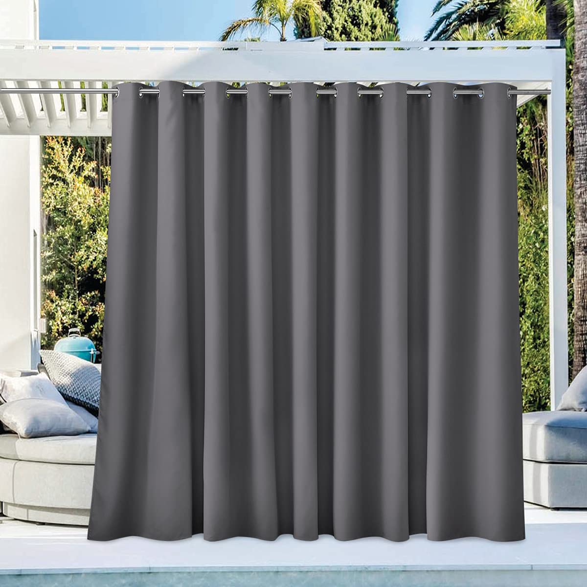 NICETOWN Outdoor Curtains for Patio Waterproof 95" L, Blackout Gazebo Curtain for Pergola/Porch Weatherproof, UV & Privacy Protection Outside Drape, 52" Wide, 1 Panel, Biscotti Beige