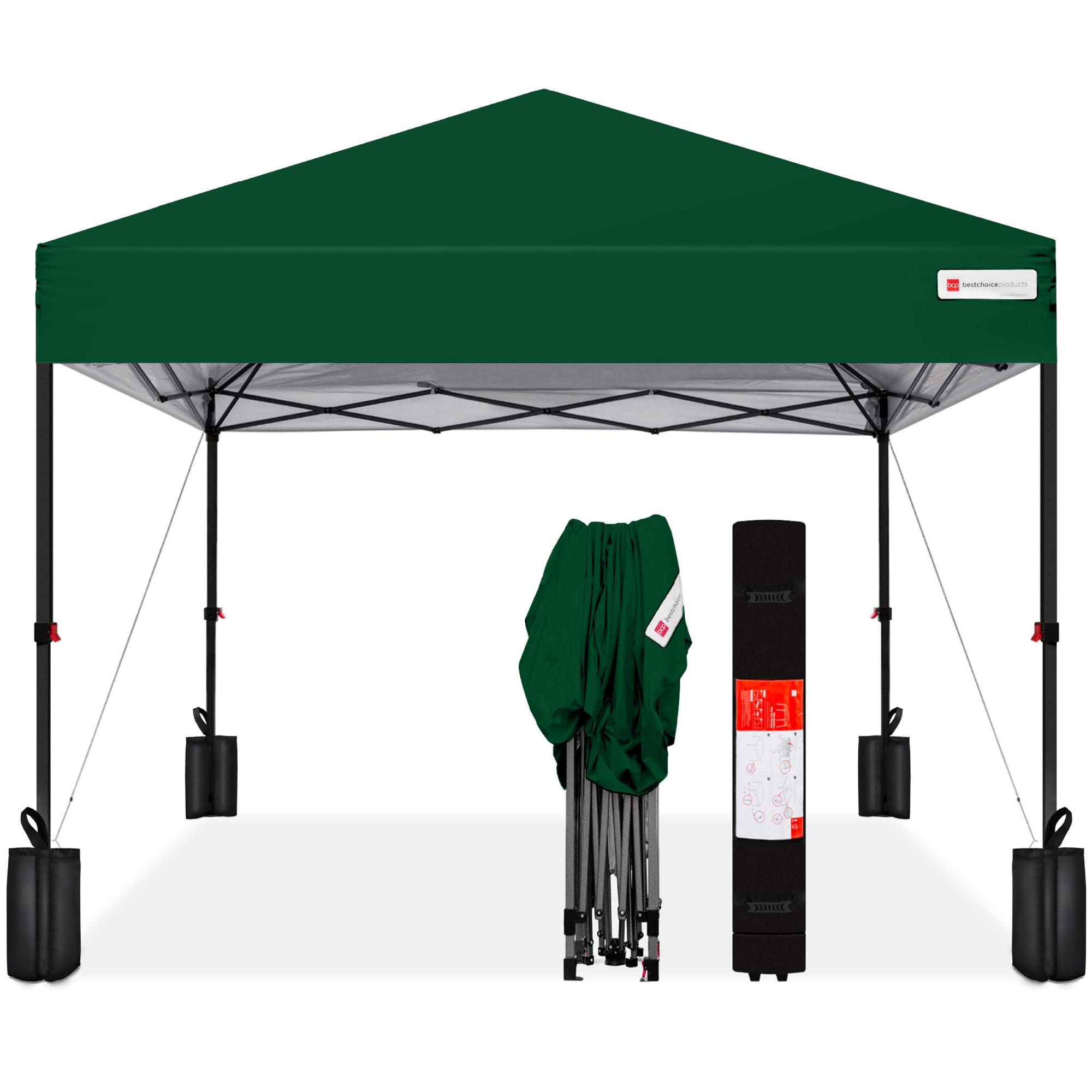 Best Choice Products 10x10ft Pop Up Canopy Tent, Outdoor Shade, 1 Person 1 Minute Set Up, Carry Case, 4 Weight Bags - White