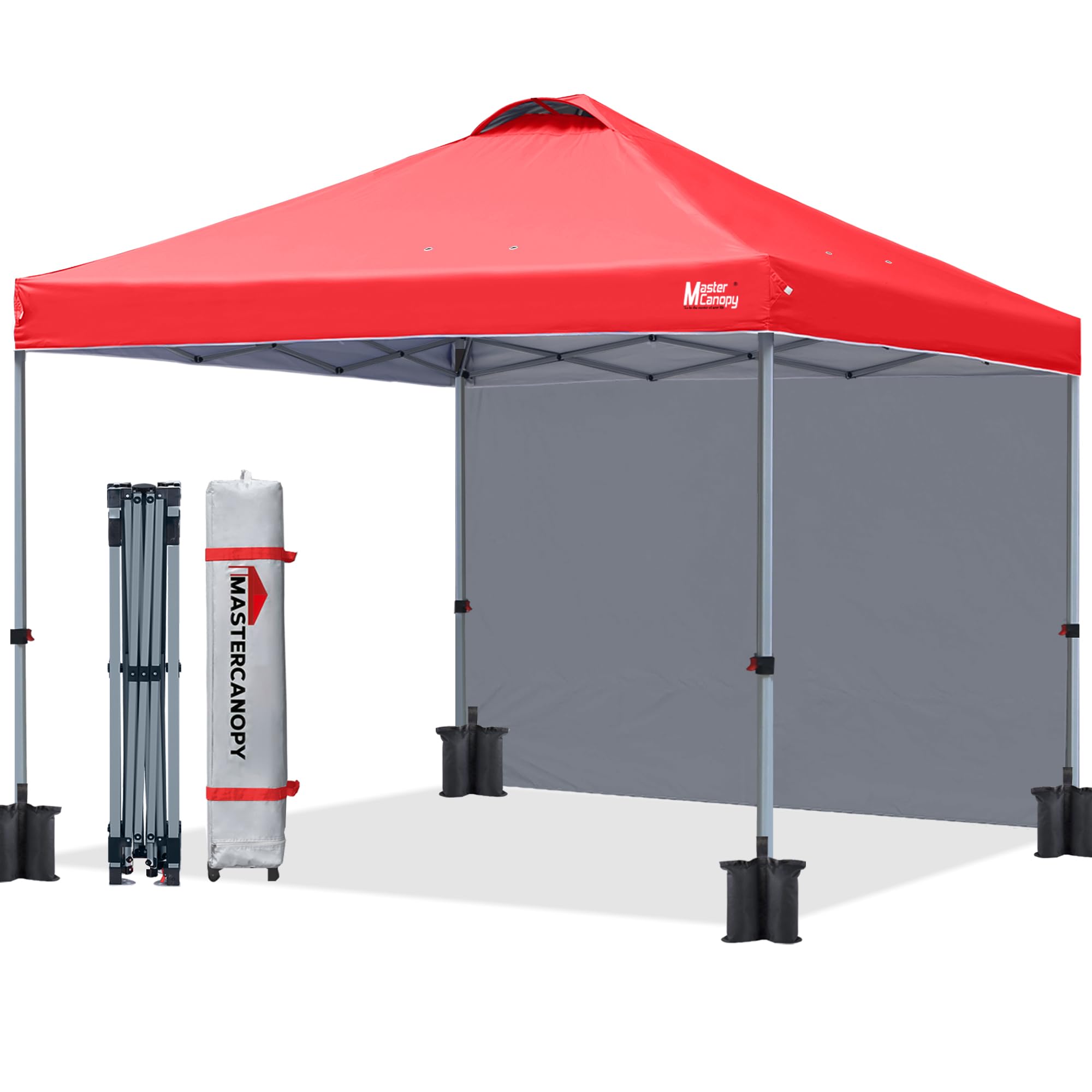 MASTERCANOPY Durable Pop-up Canopy Tent with 1 Sidewall (8'x8',Dark Grey)
