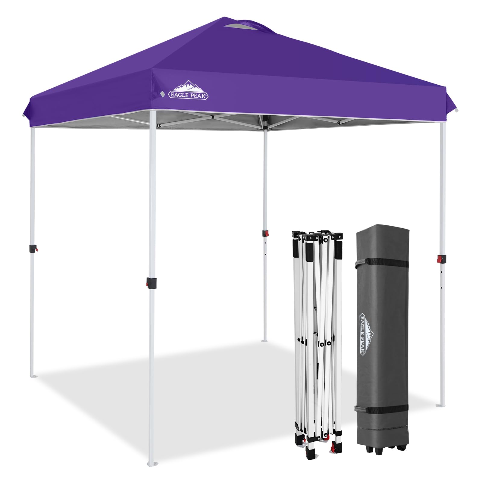 EAGLE PEAK Pop Up Canopy Tent with Wheeled Carry Bag, 8 Stakes, 4 Ropes, 4 Weight Bags, Easy Set Up Tent Canopy, 10x10 ft, 100sqft of Shade, Blue