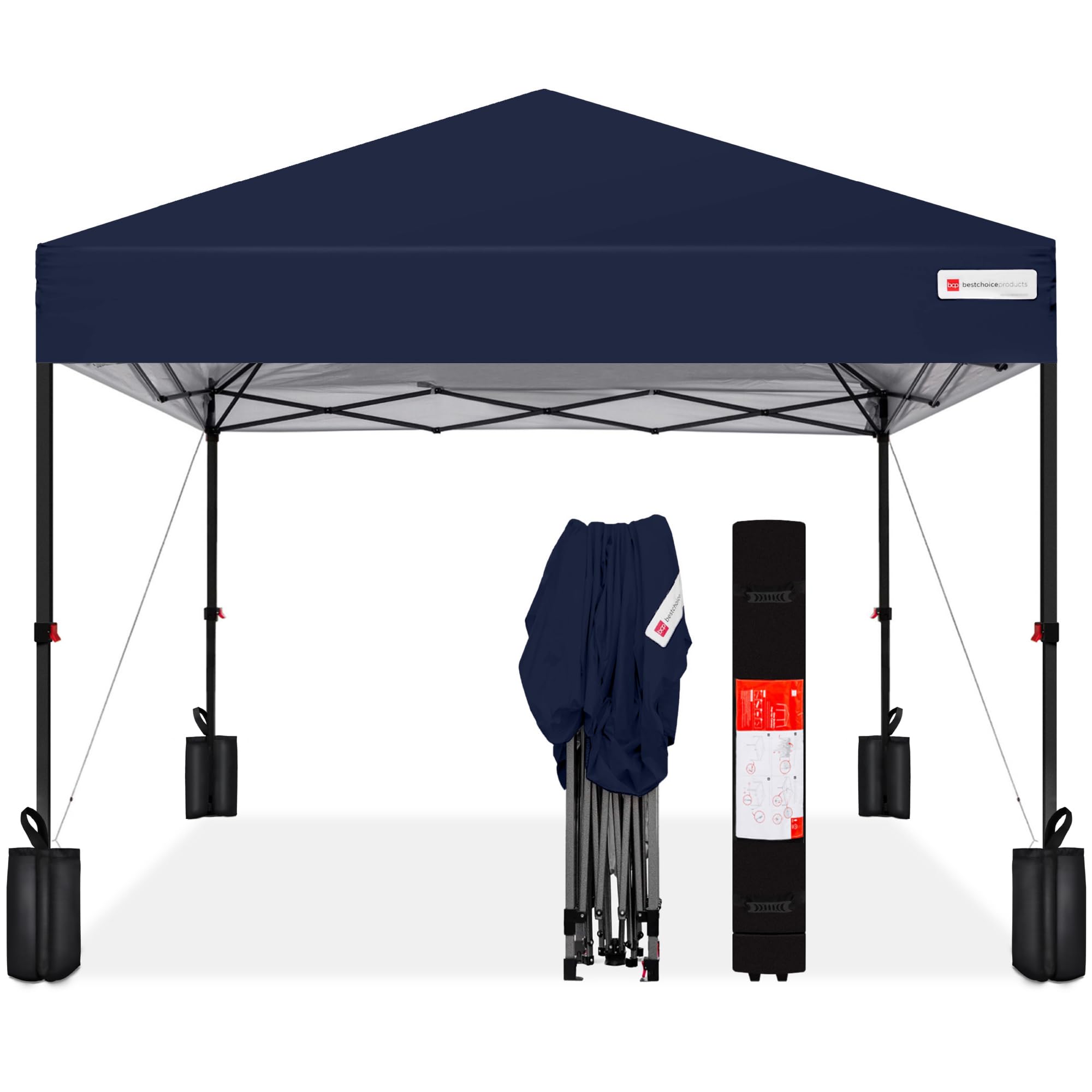 Best Choice Products 10x10ft Pop Up Canopy Tent, Outdoor Shade, 1 Person 1 Minute Set Up, Carry Case, 4 Weight Bags - White