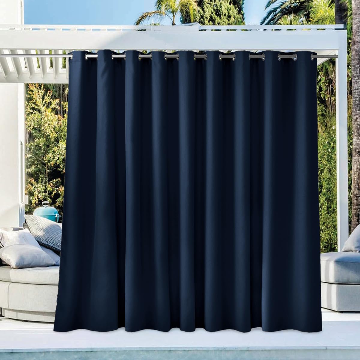 NICETOWN Outdoor Curtains for Patio Waterproof 95" L, Blackout Gazebo Curtain for Pergola/Porch Weatherproof, UV & Privacy Protection Outside Drape, 52" Wide, 1 Panel, Biscotti Beige
