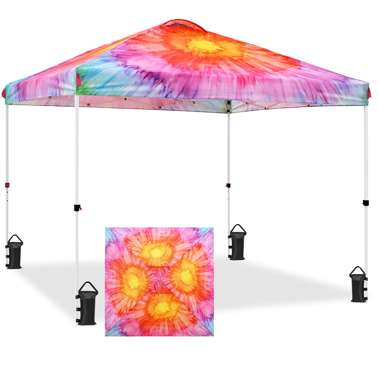 EAGLE PEAK Pop Up Canopy Tent with Wheeled Carry Bag, 8 Stakes, 4 Ropes, 4 Weight Bags, Easy Set Up Tent Canopy, 10x10 ft, 100sqft of Shade, Blue