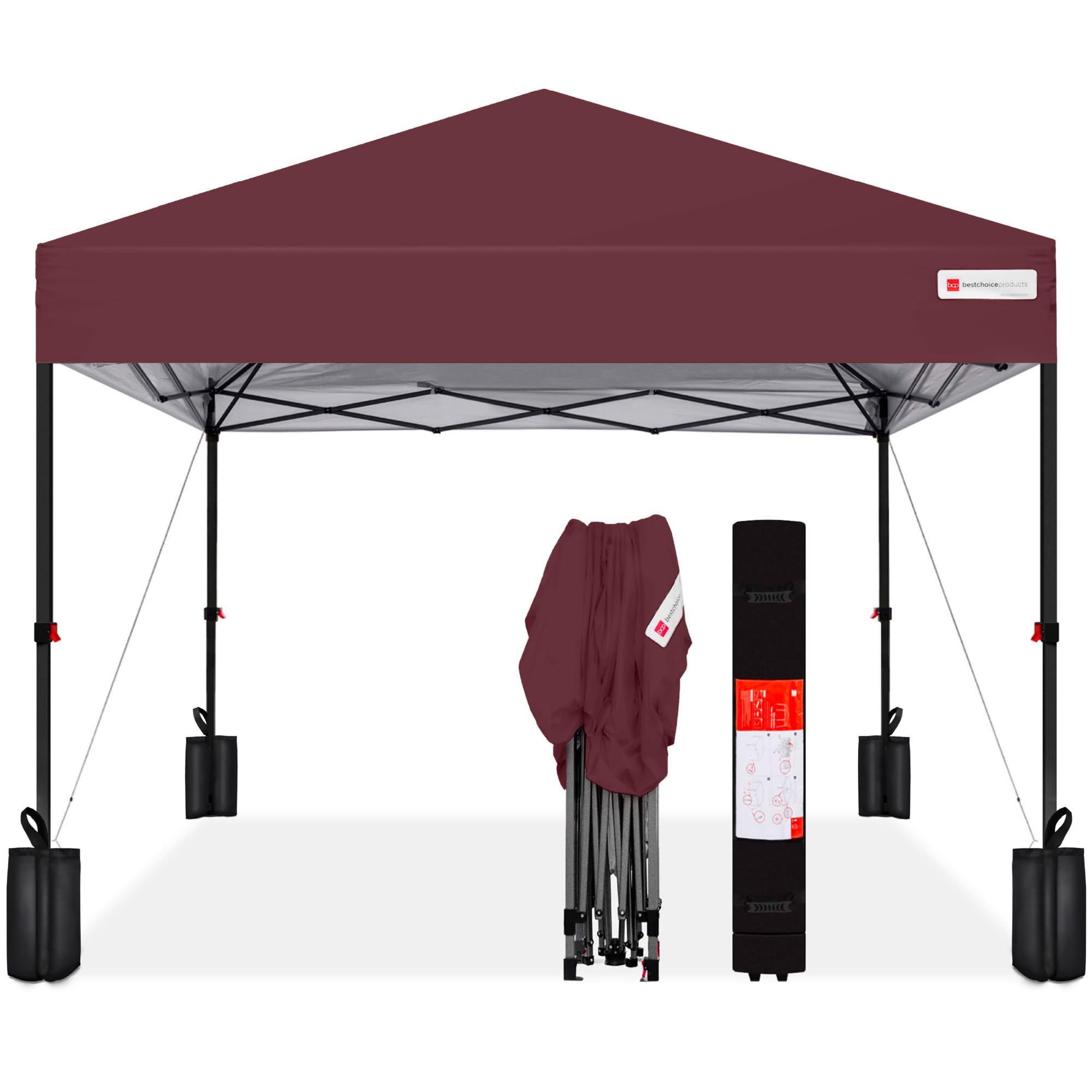 Best Choice Products 10x10ft Pop Up Canopy Tent, Outdoor Shade, 1 Person 1 Minute Set Up, Carry Case, 4 Weight Bags - White