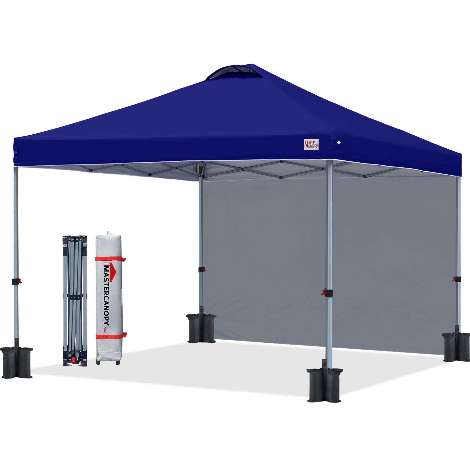 MASTERCANOPY Durable Pop-up Canopy Tent with 1 Sidewall (8'x8',Dark Grey)