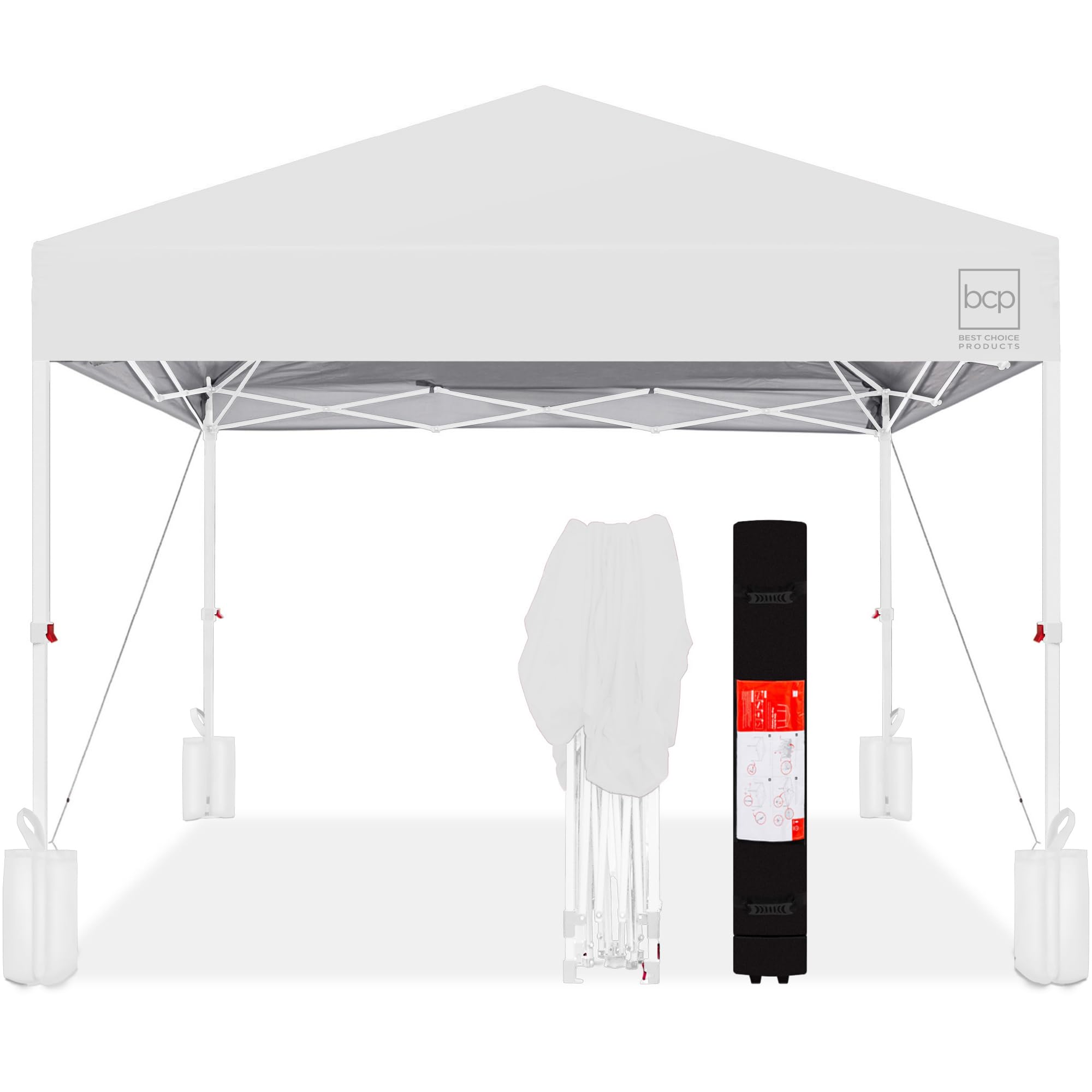 Best Choice Products 10x10ft Pop Up Canopy Tent, Outdoor Shade, 1 Person 1 Minute Set Up, Carry Case, 4 Weight Bags - White