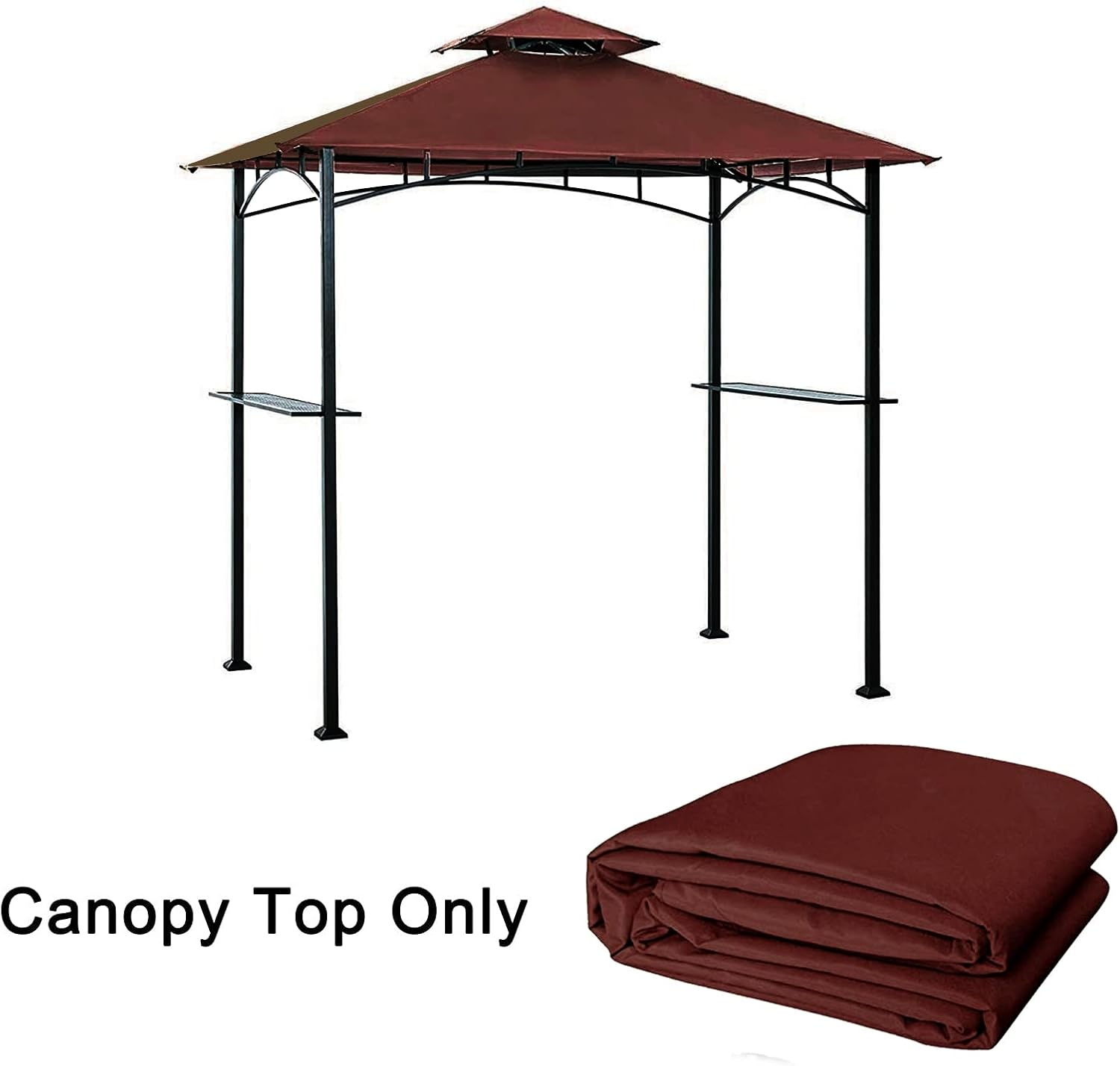 Tanxianzhe Grill Gazebo Replacement Canopy Top Cover 5×8 Double Tiered BBQ Roof ONLY FIT for Gazebo Model L-GG001PST-F (Burgundy)