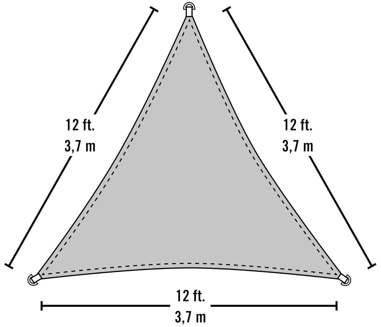 ShelterLogic Shade Sail Triangle - Heavyweight (Attachment Point/Pole Not Included) 12 X 12 Ft. Sand
