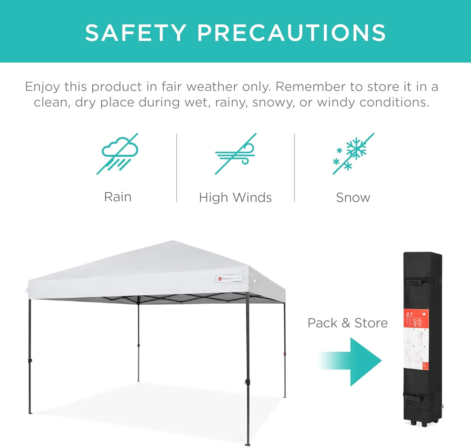 Best Choice Products 10x10ft Pop Up Canopy Tent, Outdoor Shade, 1 Person 1 Minute Set Up, Carry Case, 4 Weight Bags - White