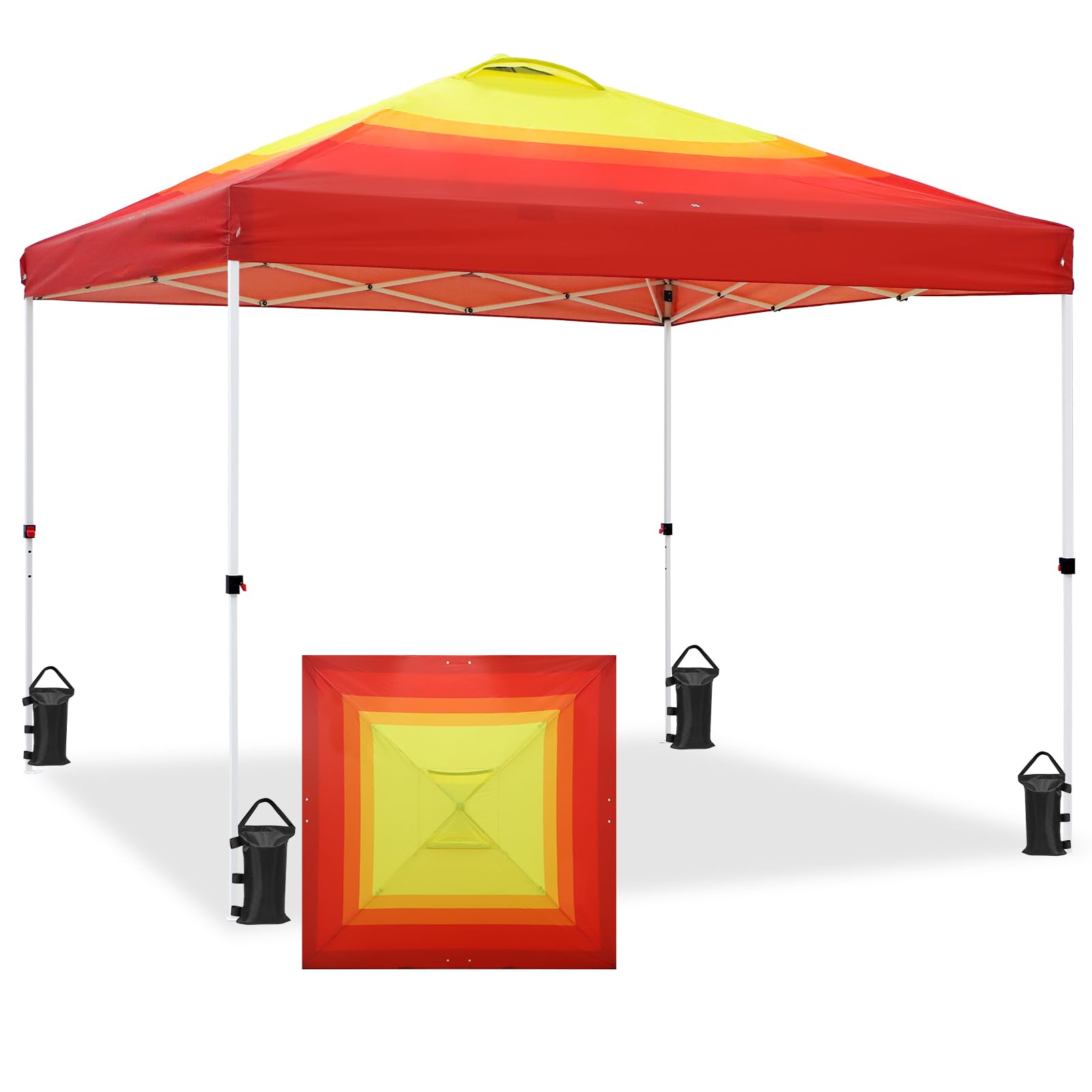 EAGLE PEAK Pop Up Canopy Tent with Wheeled Carry Bag, 8 Stakes, 4 Ropes, 4 Weight Bags, Easy Set Up Tent Canopy, 10x10 ft, 100sqft of Shade, Blue