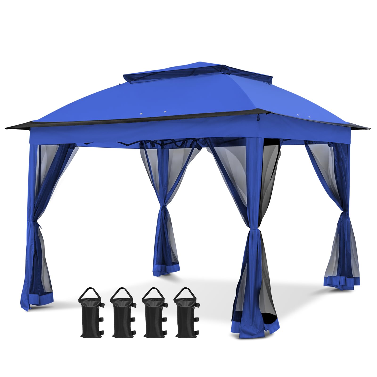 COOS BAY 11x11 Pop Up Gazebo with Mesh Netting, Instant Outdoor Canopy Tent, Water Resistant Shelter with UPF 50+ UV Protection, 121 Sq Ft Coverage, Beige
