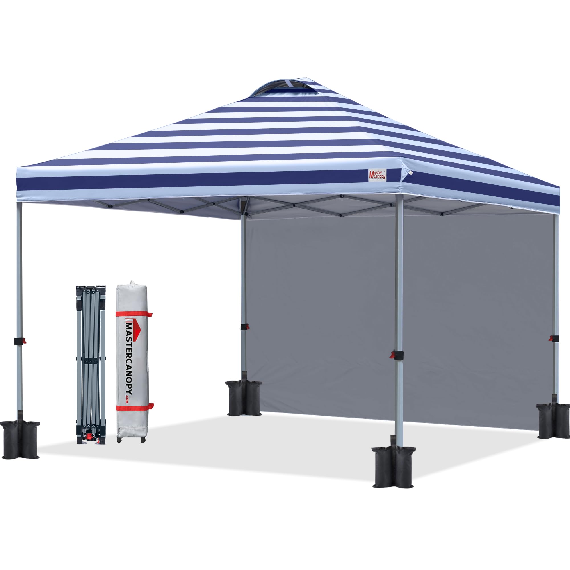 MASTERCANOPY Durable Pop-up Canopy Tent with 1 Sidewall (8'x8',Dark Grey)