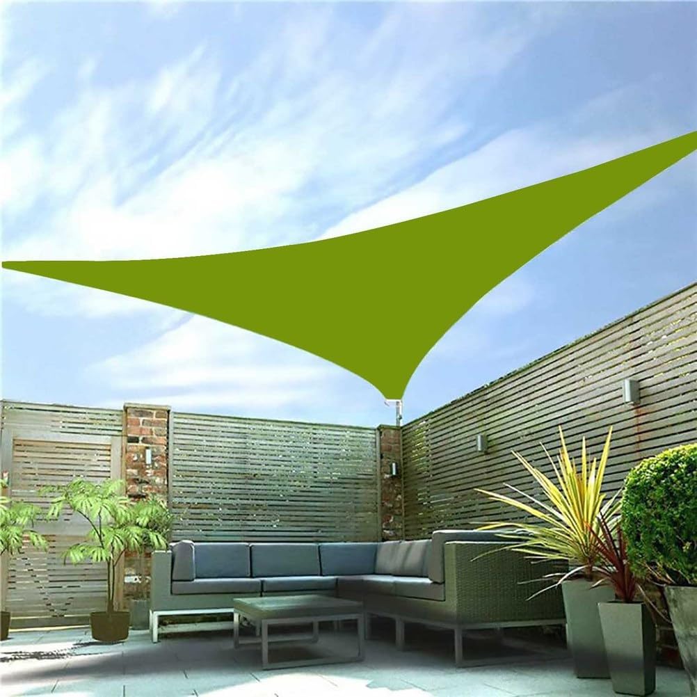 Outdoor Shade Sails Triangle with Hardware Kit, Patio Waterproof Sun Shade Canopy, Durable Garden Shade Sail, 95% UV Block Sun Shade Sail for Backyard, Balcony, Porch,Green 2,15'x15'x15'