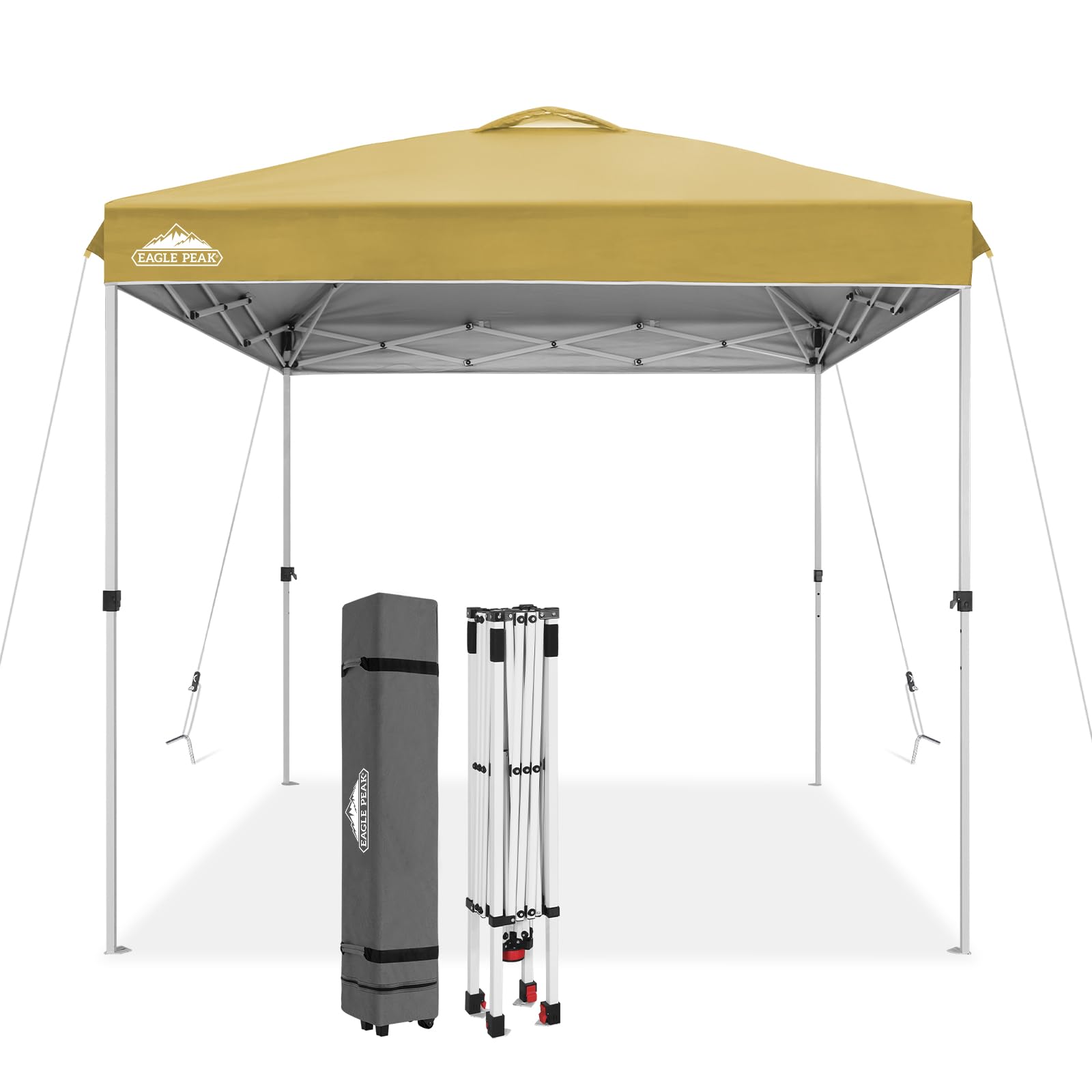 EAGLE PEAK Pop Up Canopy Tent with Wheeled Carry Bag, 8 Stakes, 4 Ropes, 4 Weight Bags, Easy Set Up Tent Canopy, 10x10 ft, 100sqft of Shade, Blue