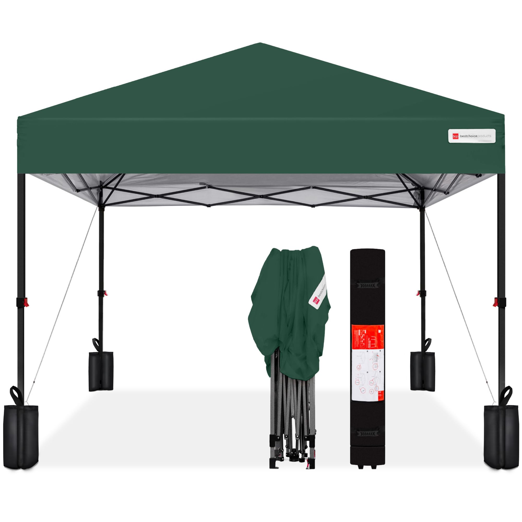 Best Choice Products 10x10ft Pop Up Canopy Tent, Outdoor Shade, 1 Person 1 Minute Set Up, Carry Case, 4 Weight Bags - White