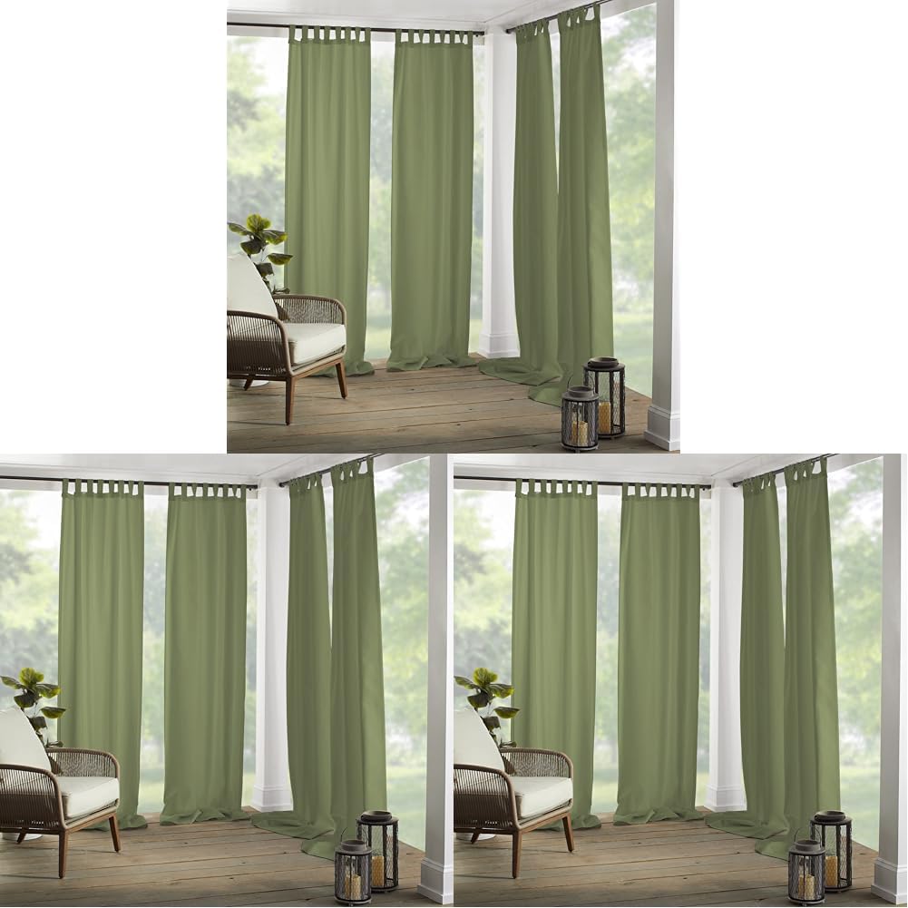 Elrene Home Fashions Matine Weatherproof Tab-Top Indoor/Outdoor Solid Color Curtain Panel for Porch, Pergola, Patio, Deck, 52”W x 84”L, Red