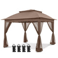 COOS BAY 11x11 Pop Up Gazebo with Mesh Netting, Instant Outdoor Canopy Tent, Water Resistant Shelter with UPF 50+ UV Protection, 121 Sq Ft Coverage, Beige