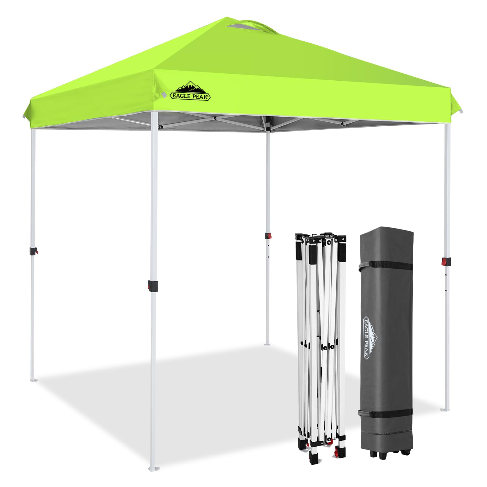 EAGLE PEAK Pop Up Canopy Tent with Wheeled Carry Bag, 8 Stakes, 4 Ropes, 4 Weight Bags, Easy Set Up Tent Canopy, 10x10 ft, 100sqft of Shade, Blue
