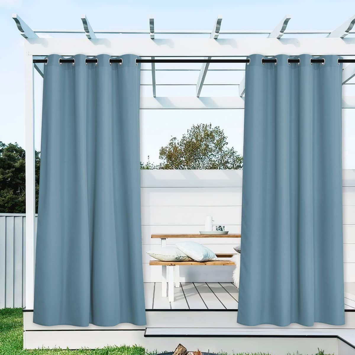 NICETOWN Outdoor Curtains for Patio Waterproof 95" L, Blackout Gazebo Curtain for Pergola/Porch Weatherproof, UV & Privacy Protection Outside Drape, 52" Wide, 1 Panel, Biscotti Beige
