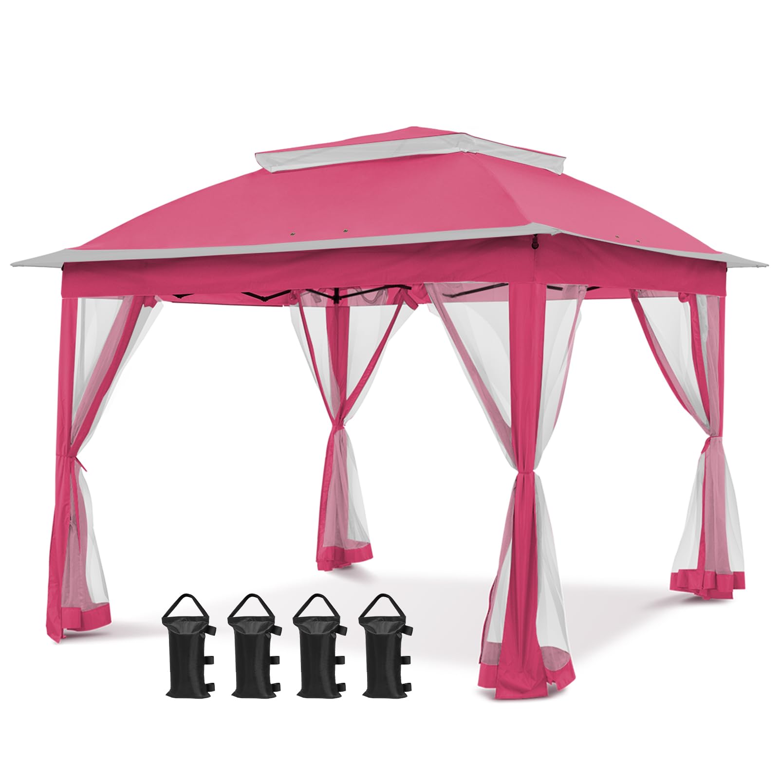 COOS BAY 11x11 Pop Up Gazebo with Mesh Netting, Instant Outdoor Canopy Tent, Water Resistant Shelter with UPF 50+ UV Protection, 121 Sq Ft Coverage, Beige