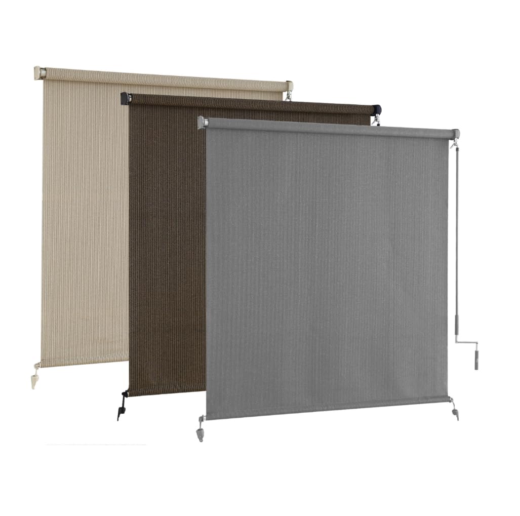 AOSKY Sun Shades Outdoor Patio - Cordless Outdoor Roller Shades for Porch, Roll Up Blinds Cloth for Pergola Balcony Backyard Windows, 96" W x 96" H, Sesame