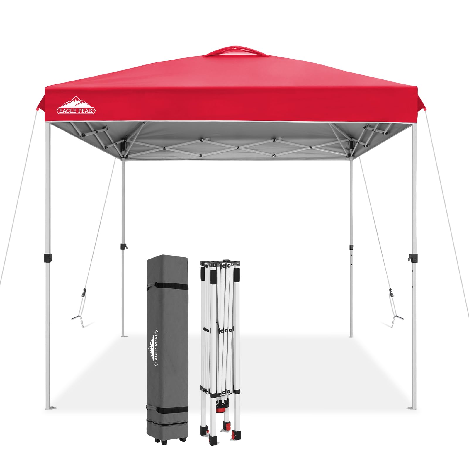 EAGLE PEAK Pop Up Canopy Tent with Wheeled Carry Bag, 8 Stakes, 4 Ropes, 4 Weight Bags, Easy Set Up Tent Canopy, 10x10 ft, 100sqft of Shade, Blue