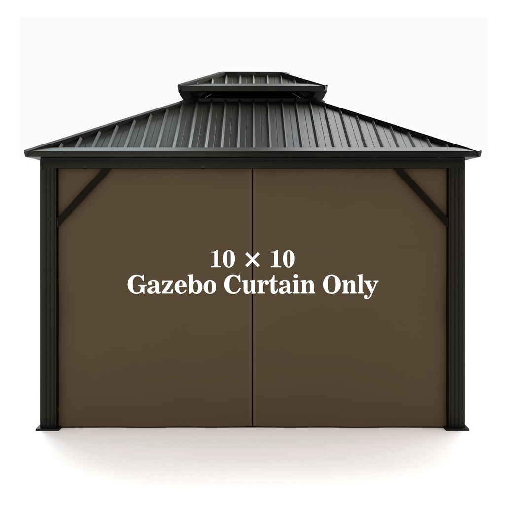 Gazebo Universal Replacement Privacy Curtain – Hugline 10' x 12' Gazebo Side Wall Outdoor Privacy Panel with Zipper (Khaki)