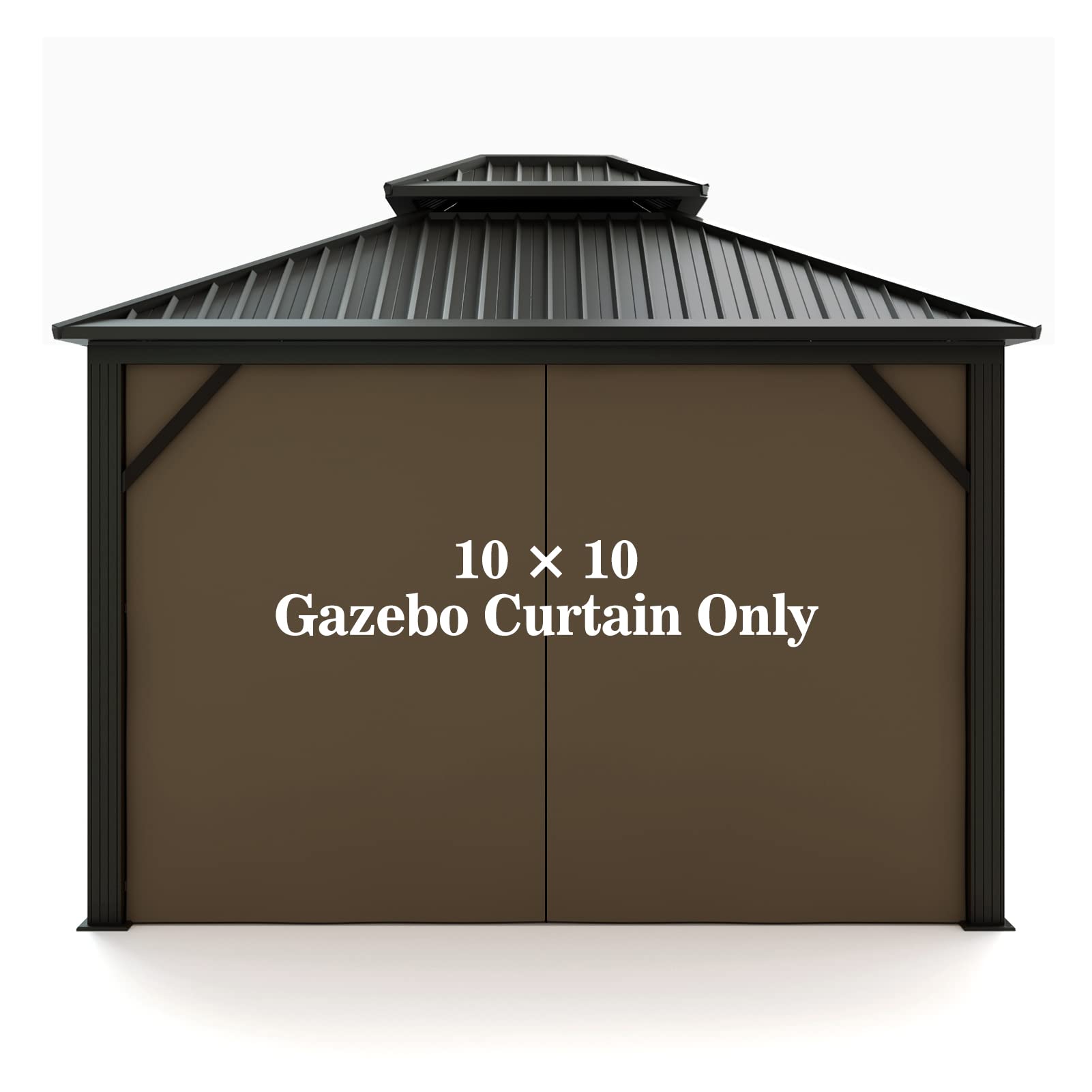 Gazebo Universal Replacement Privacy Curtain – Hugline 10' x 12' Gazebo Side Wall Outdoor Privacy Panel with Zipper (Khaki)