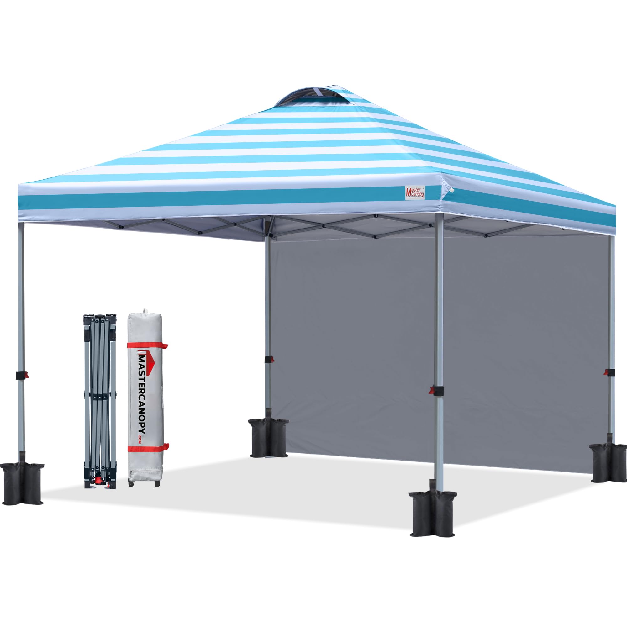 MASTERCANOPY Durable Pop-up Canopy Tent with 1 Sidewall (8'x8',Dark Grey)