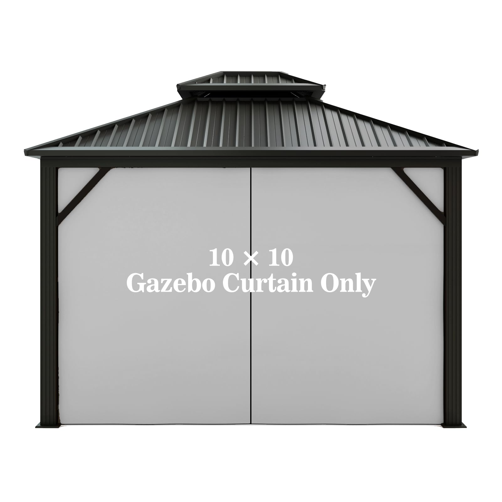 Gazebo Universal Replacement Privacy Curtain – Hugline 10' x 12' Gazebo Side Wall Outdoor Privacy Panel with Zipper (Khaki)