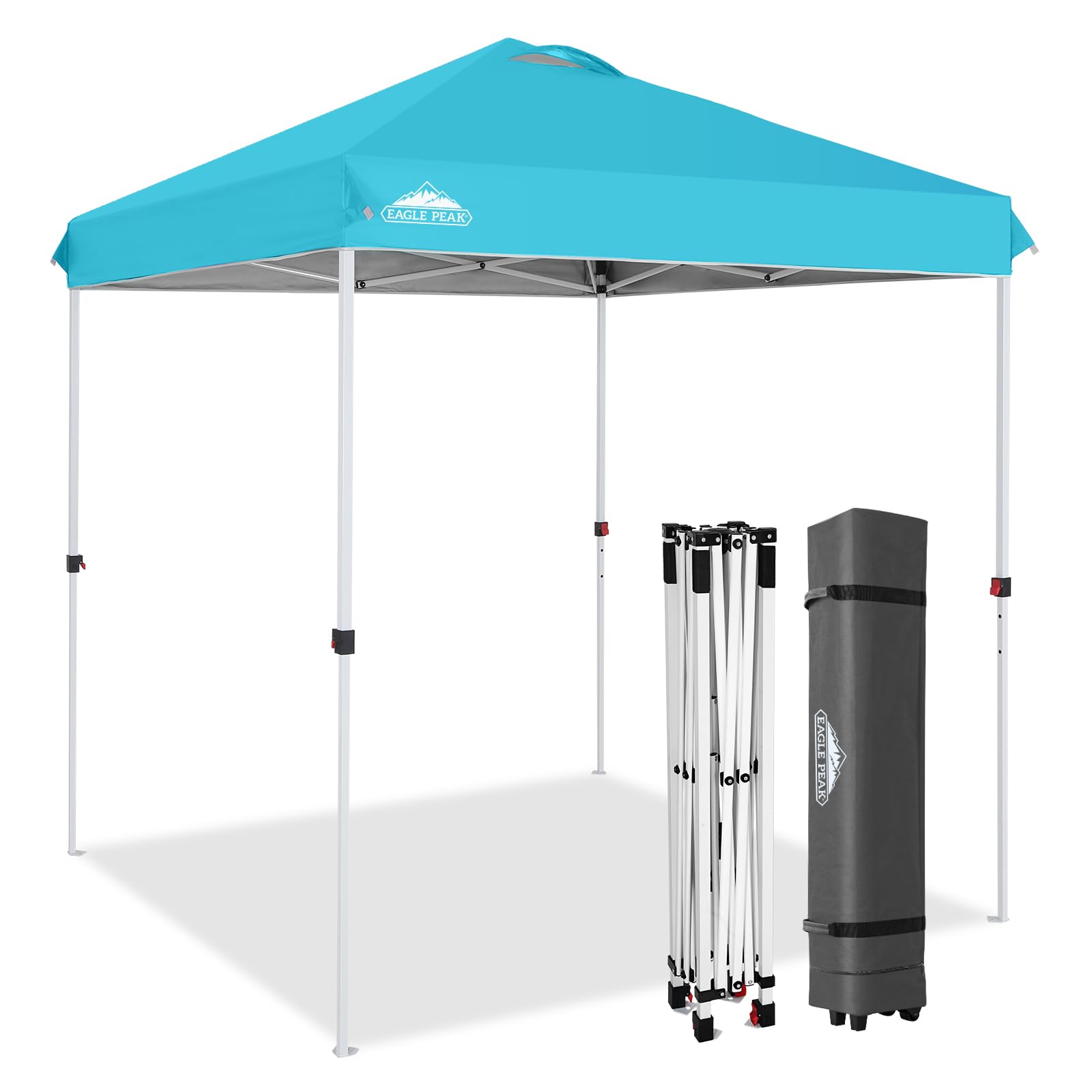 EAGLE PEAK Pop Up Canopy Tent with Wheeled Carry Bag, 8 Stakes, 4 Ropes, 4 Weight Bags, Easy Set Up Tent Canopy, 10x10 ft, 100sqft of Shade, Blue