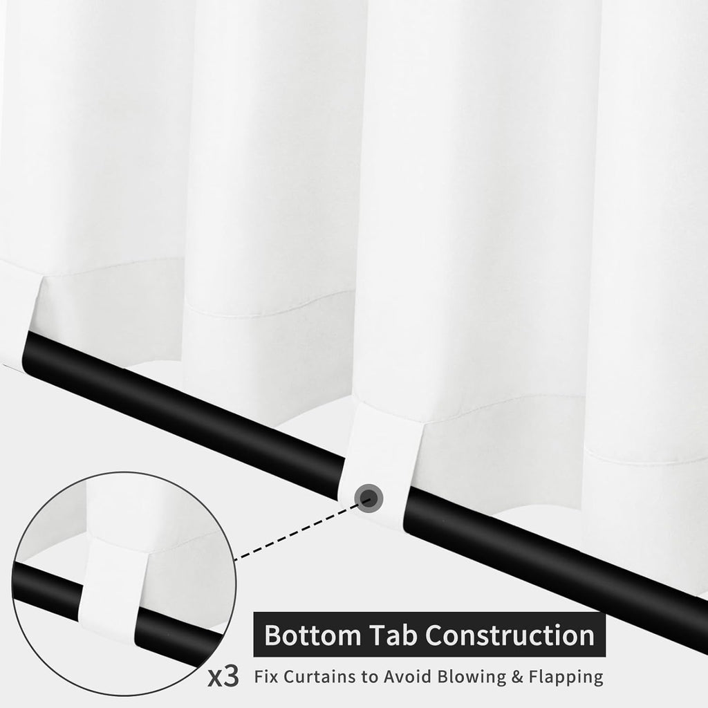 Easy-Going Linen Look Outdoor Curtains Waterproof Windproof Porch Curtains, Soft Thicken Outdoor Privacy Curtains for Patio, Gazebo, Grommet Top and Tab Bottom Drape, 1 Panel, 54x84 inch, White