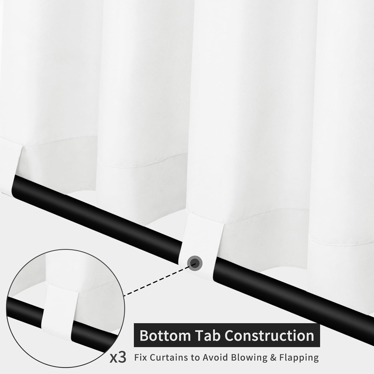 Easy-Going Linen Look Outdoor Curtains Waterproof Windproof Porch Curtains, Soft Thicken Outdoor Privacy Curtains for Patio, Gazebo, Grommet Top and Tab Bottom Drape, 1 Panel, 54x84 inch, White