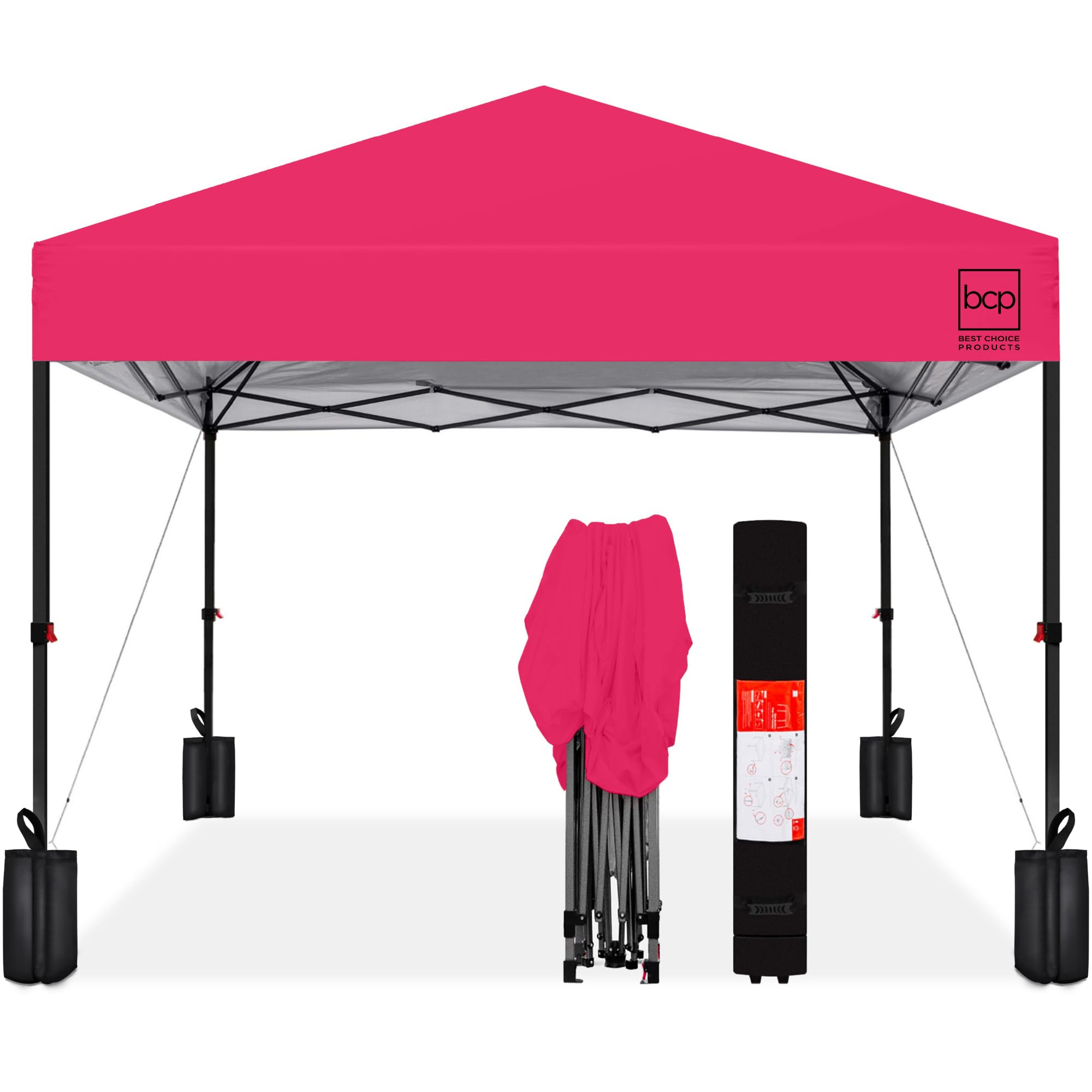 Best Choice Products 10x10ft Pop Up Canopy Tent, Outdoor Shade, 1 Person 1 Minute Set Up, Carry Case, 4 Weight Bags - White
