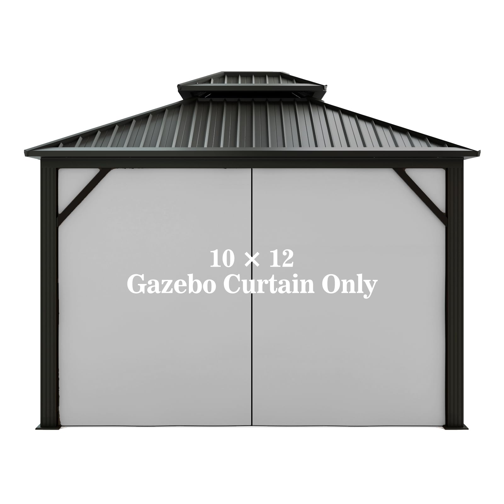 Gazebo Universal Replacement Privacy Curtain – Hugline 10' x 12' Gazebo Side Wall Outdoor Privacy Panel with Zipper (Khaki)