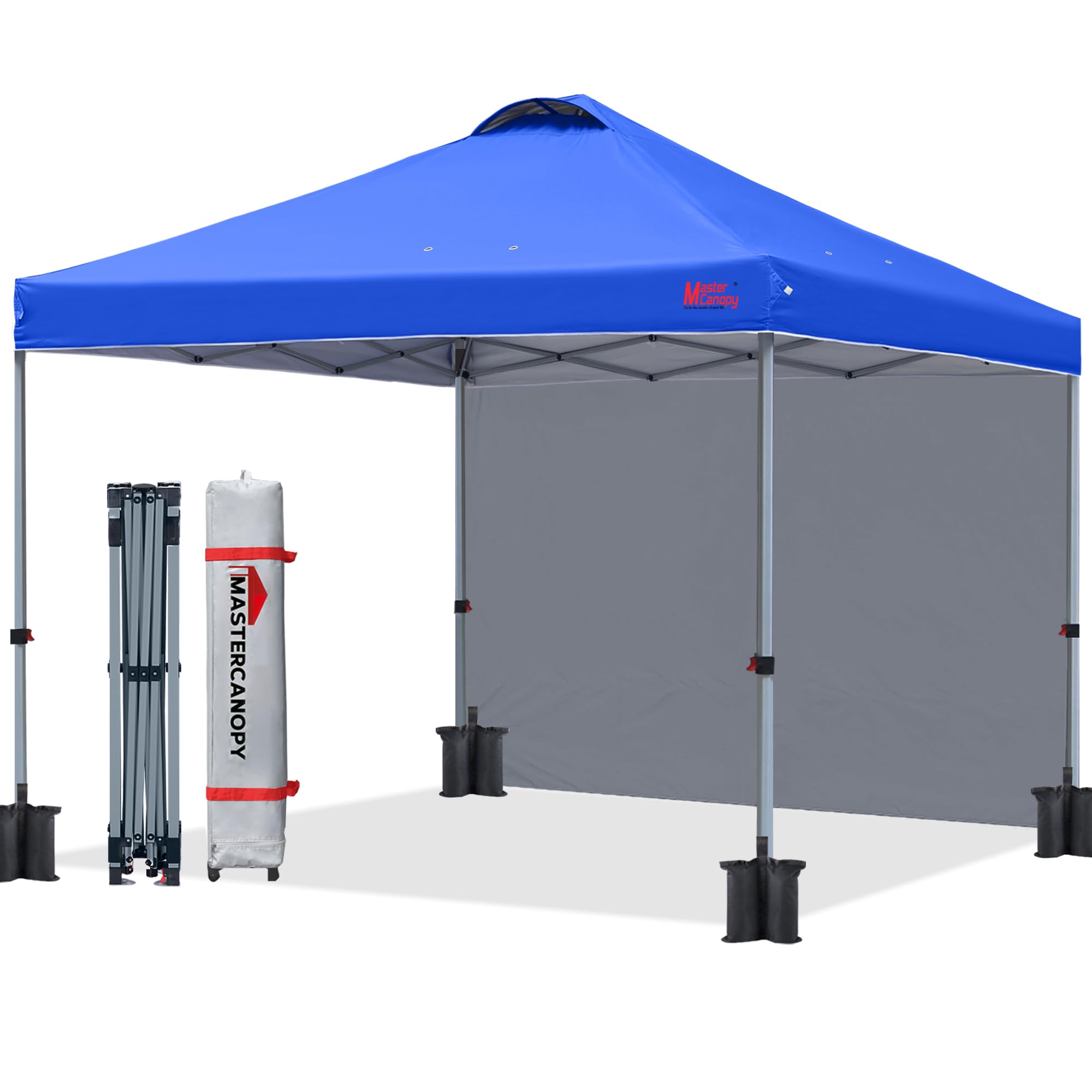 MASTERCANOPY Durable Pop-up Canopy Tent with 1 Sidewall (8'x8',Dark Grey)