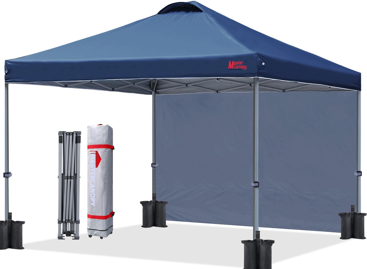 MASTERCANOPY Durable Pop-up Canopy Tent with 1 Sidewall (8'x8',Dark Grey)